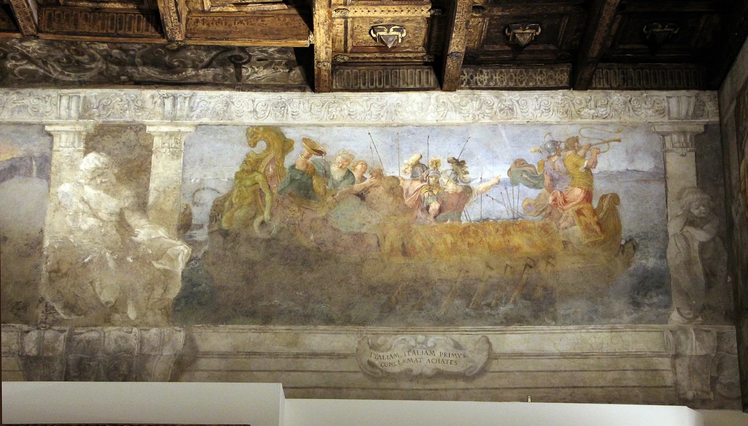 Fregio di enea, palazzo fava, gruppo dei carracci, 11 approdo in italia